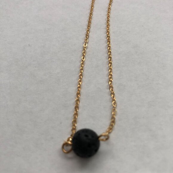 Vitality Humble Lava Stone Gold Colored Necklace 9 Inch Chain 2 Inch Extender - Picture 2 of 6